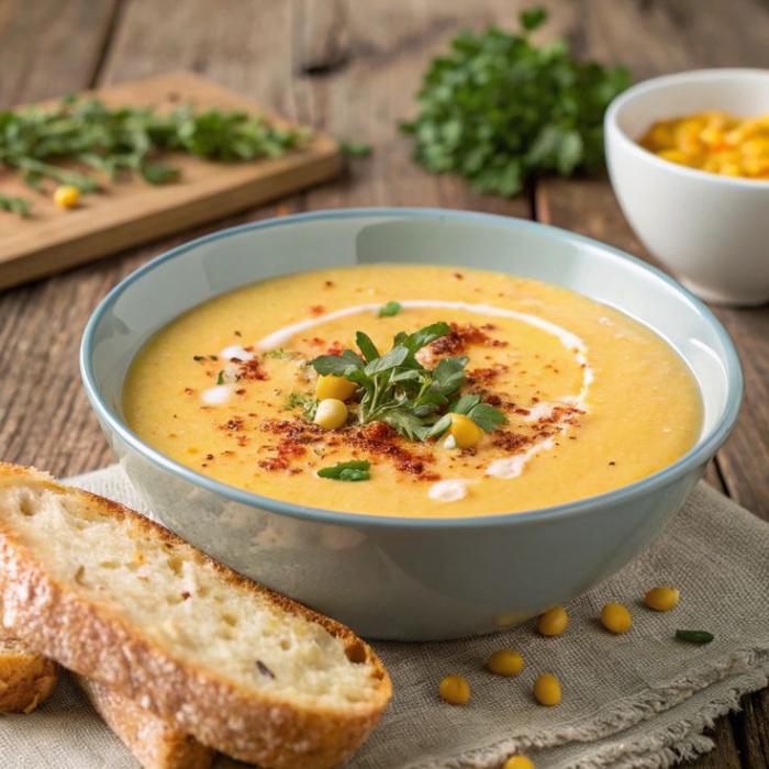 Французская кухня: Берблан и крем-суп из кукурузы